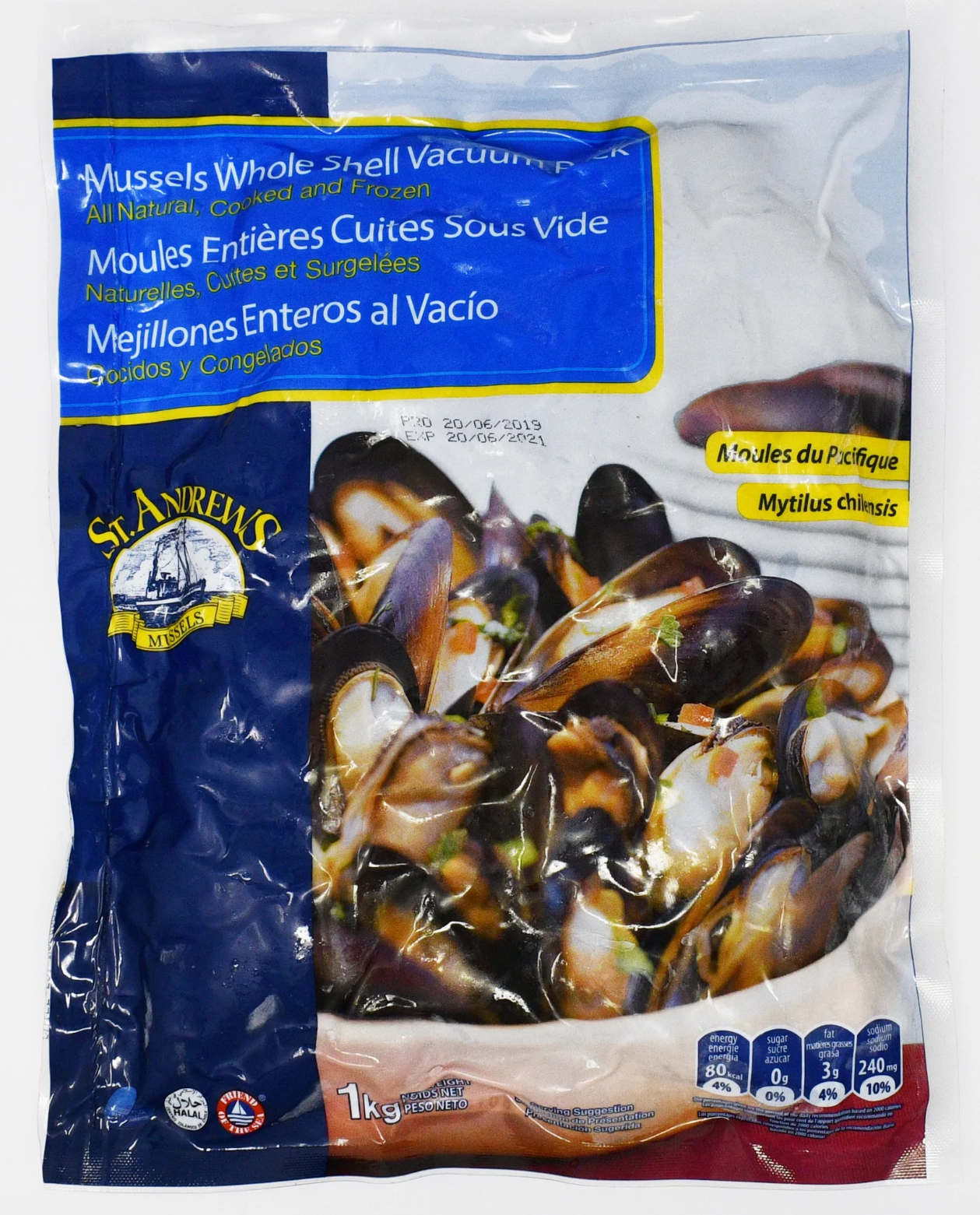 cooked&frozen blue mussel